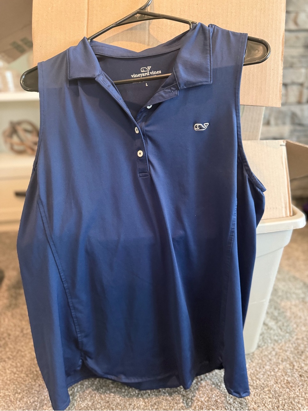 Vineyard Vines Women's Sleeveless Polo - Navy Blue golf polo
